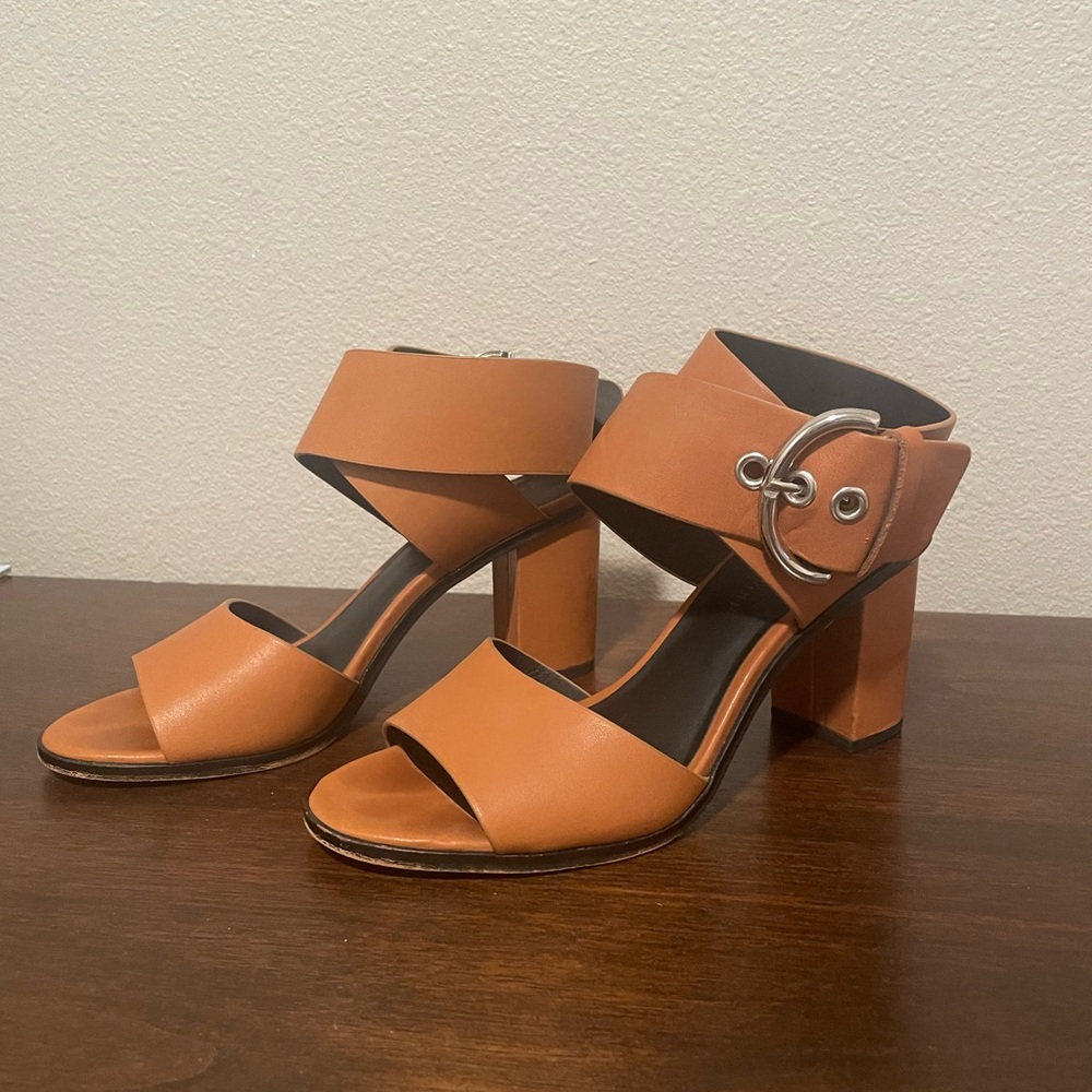 Rebecca Minkoff Tan Block Heel Sandals